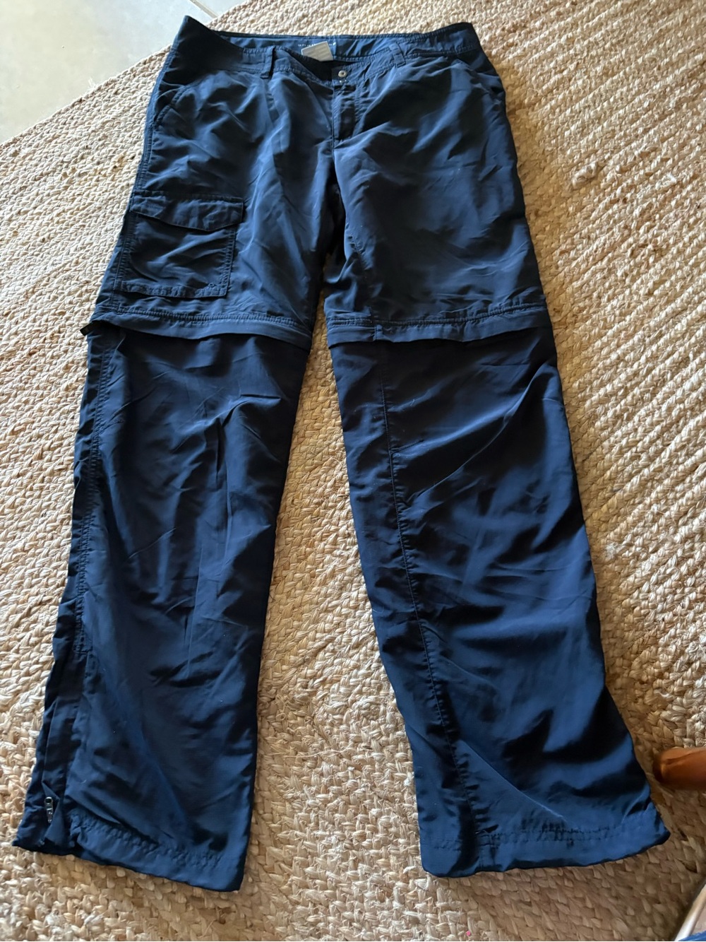 Columbia Pants 12 Blue PFG Omni Shade Sun Convertible Adjustable Waist zip leg